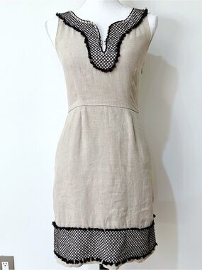 J. Crew Linen Tassel Sheath Sleeveless Dress Size 2